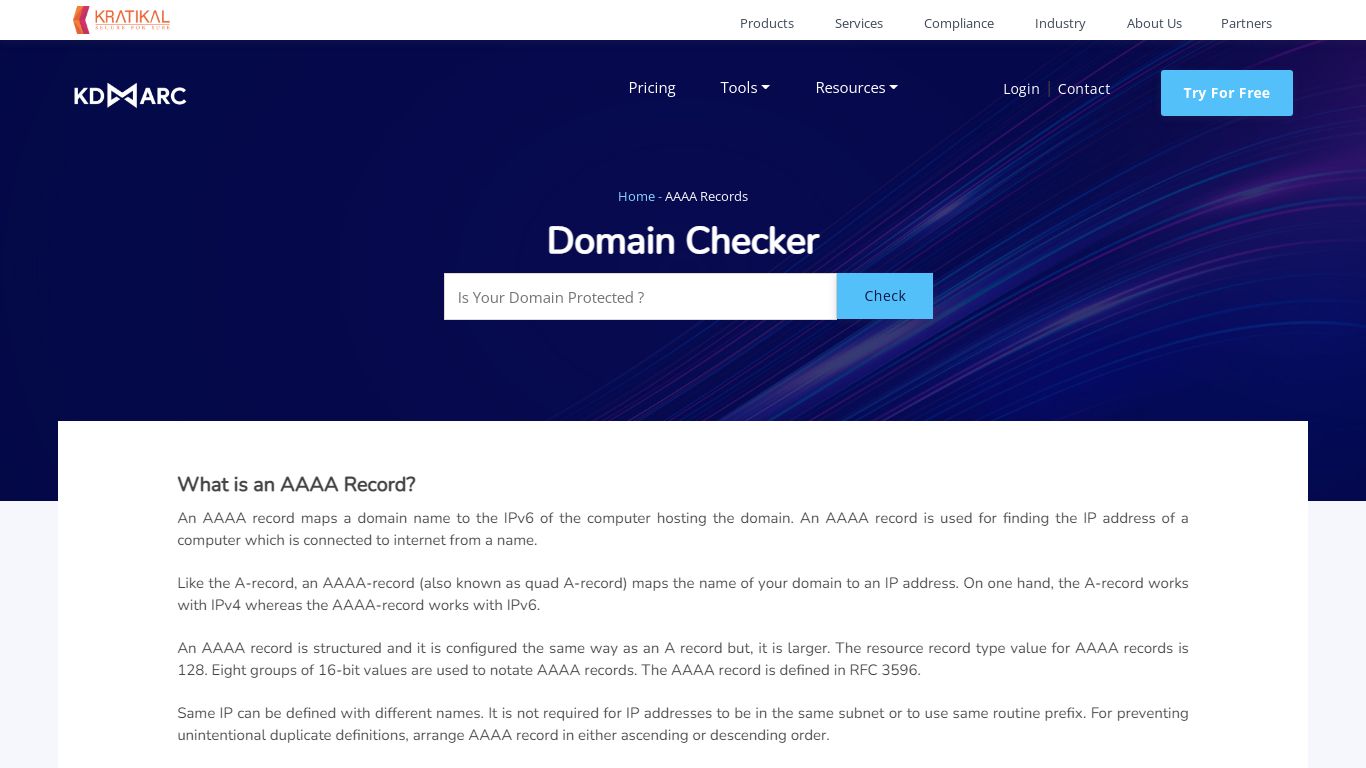 AAAA Record Checker | Verify Your AAAA Record - KDMARC