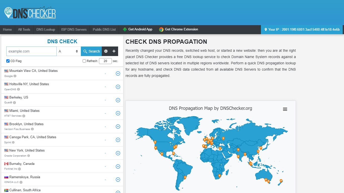 DNS Checker - DNS Check Propagation Tool